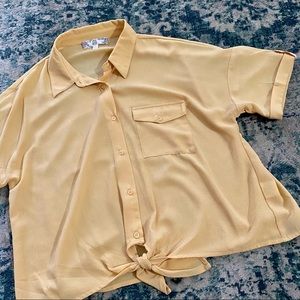 Pink Rose - Buttoned-Down Short Sleeve Blouse